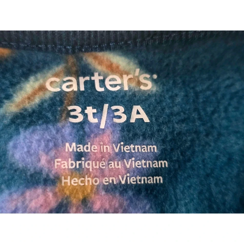 Carters Toddler Girls 3T Navy Blue Fleece Hedgehog Floral Footed Pajamas Sleeper